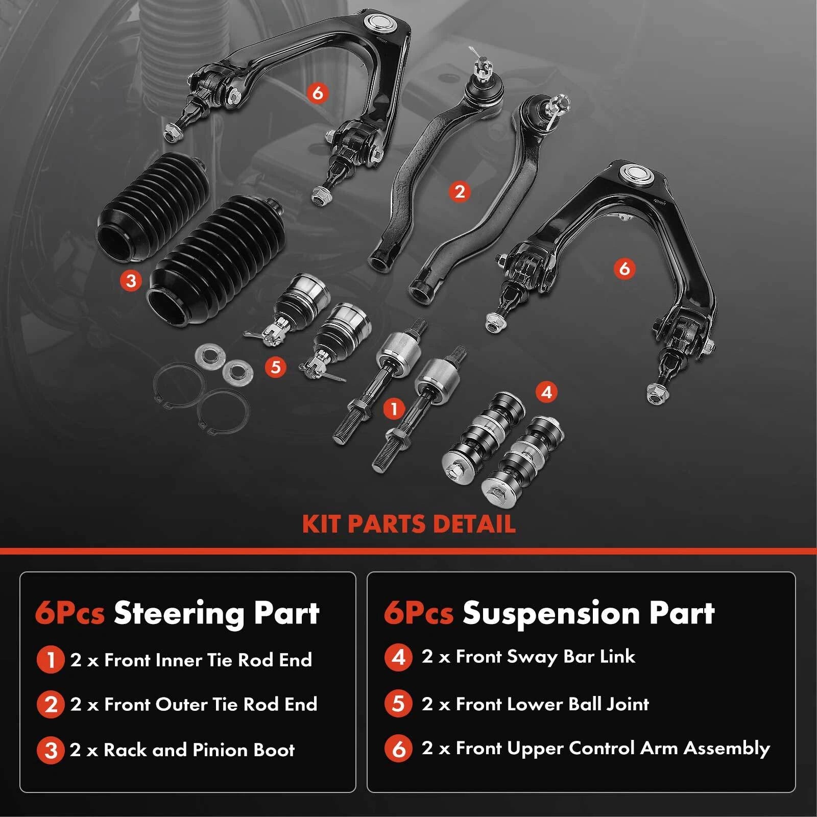 Set of 12 Front Upper Control Arm Ball Joints for Honda Accord