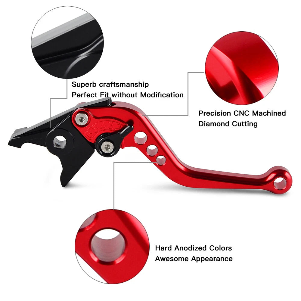Short Red Brake Clutch Levers for Honda CBR600RR (2007–2020) CB1000R (2017–2020)