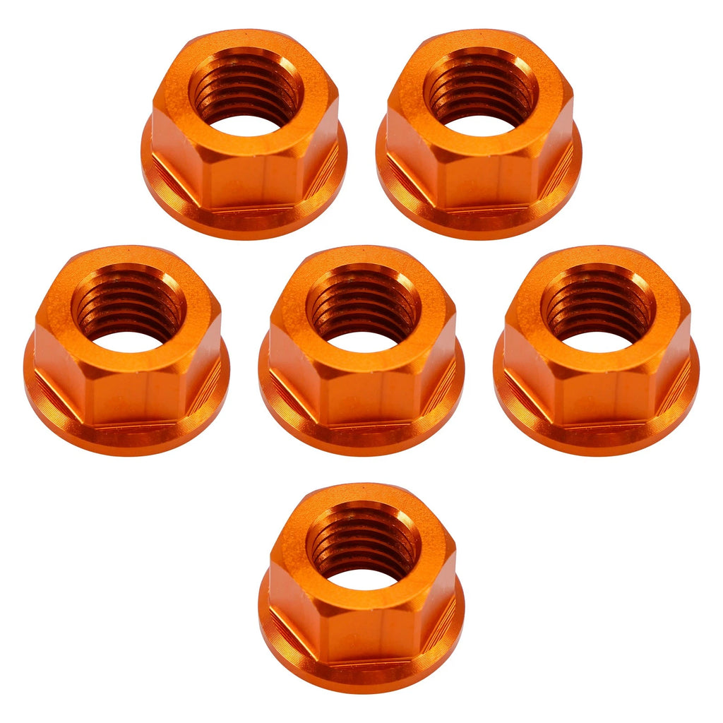 6 Pack M10X1.5mm Aluminum Rear Sprocket Flange Nuts for Motorcycle