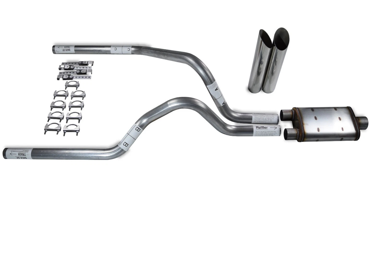 Dual Exhaust Kit for Dodge Dakota (1997–2005) with Slash Tips