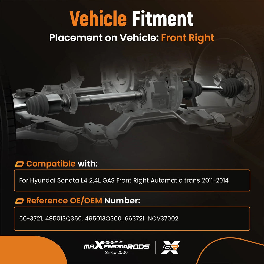 Front Right CV Axle Shaft Assembly for Hyundai Sonata L4 2.4L (2011–2014)