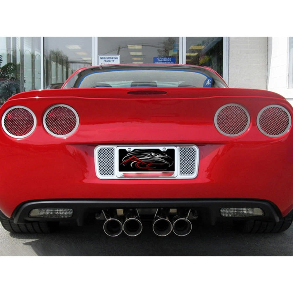 Laser Mesh Tail Light Grilles Polished Stainless Steel for Chevy Corvette (2005–2013)