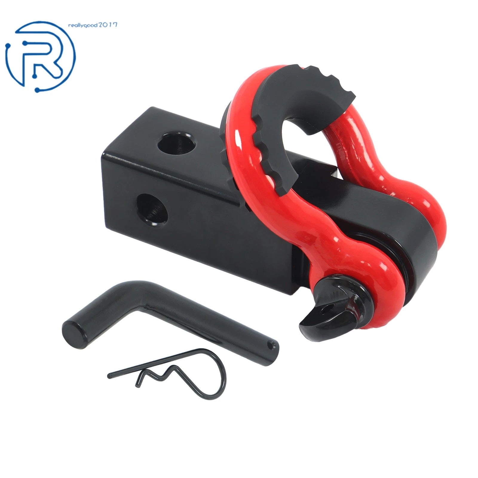 Off-Road Recovery Shackle for 2" Hitch Receiver (45000LB) Red Black