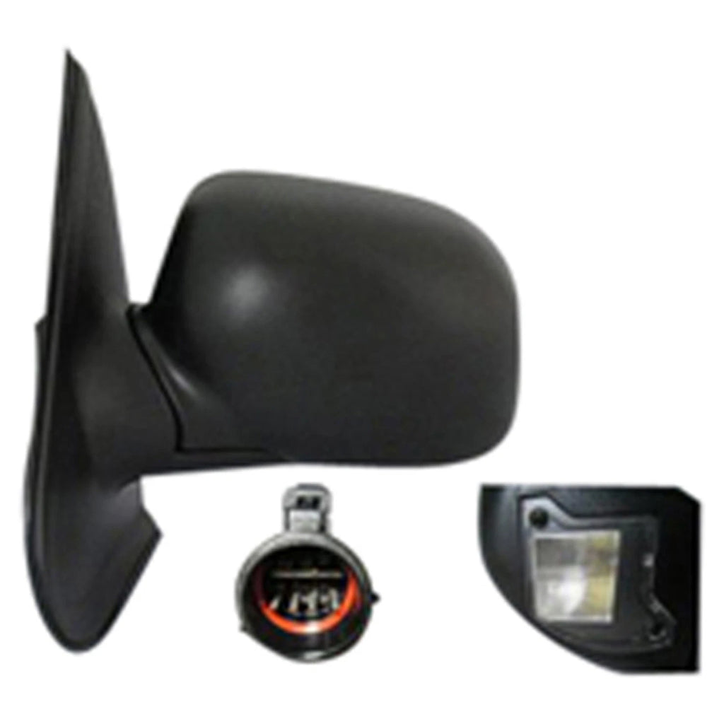 Replacement Textured Driver Power Door Mirror w/o Heated Glass w/Puddle Lamp