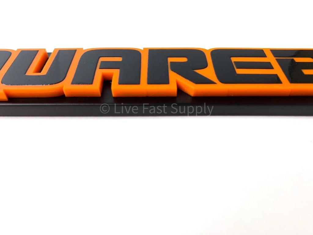Matte Black Premium License Plate Frame w Orange Outline for Chevy Squarebody (1970–1987)