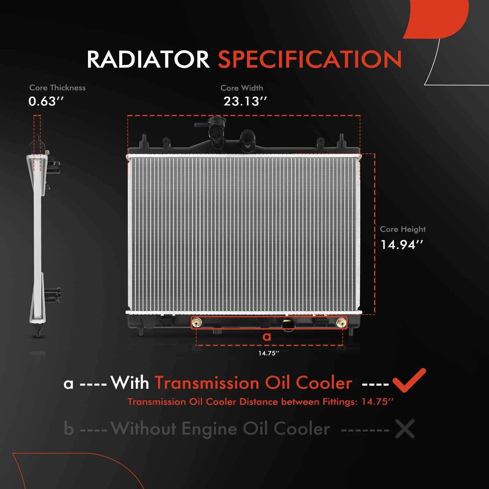 Radiator with Transmission Oil Cooler for Nissan Versa (2007–2012)