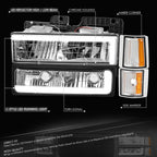 C-LED Headlight + Signal + Amber Corner Lamp for GMC C/K 1500-3500 (1994–2000)