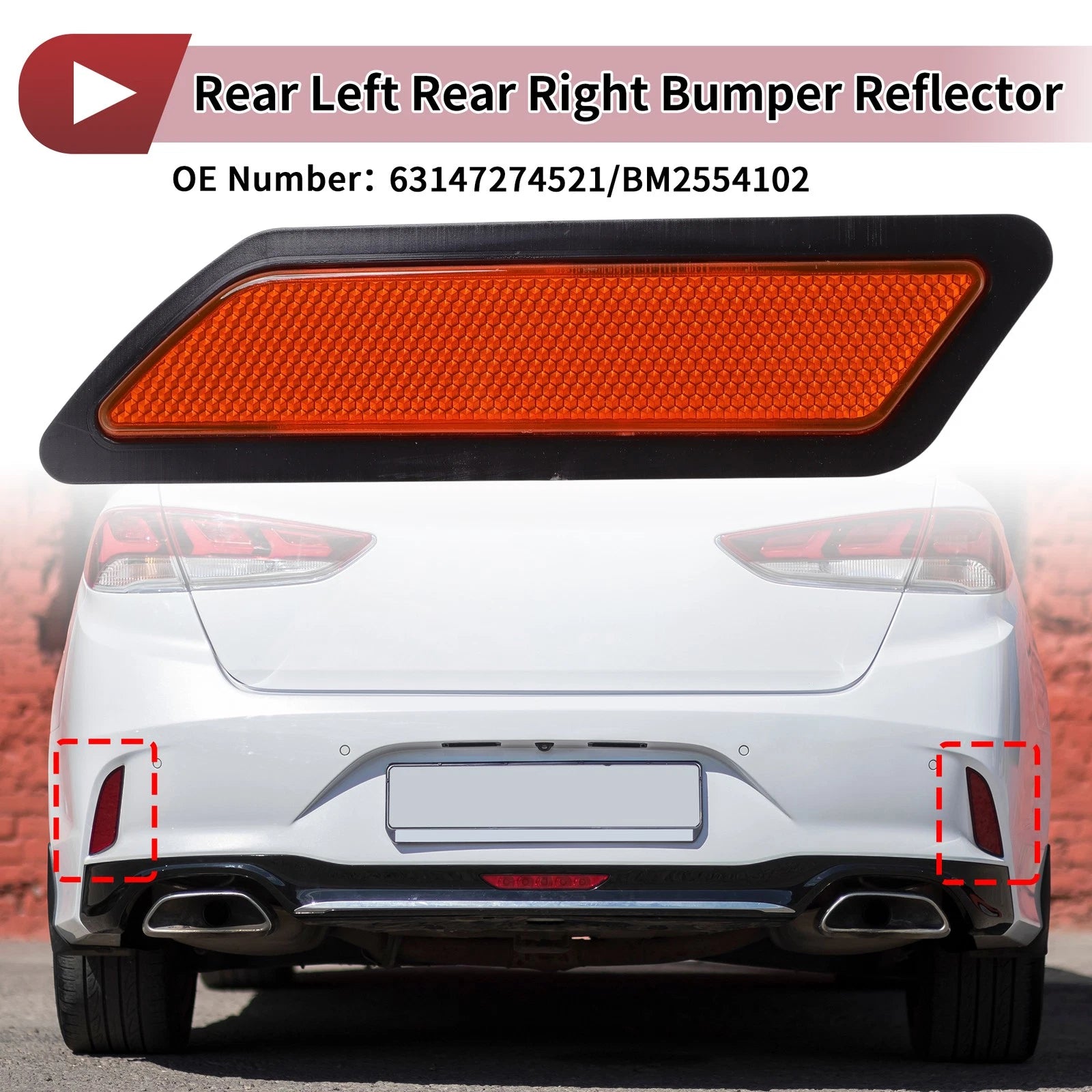 1 Pc Driver Side Bumper Reflector No. 63147274521 for BMW 320i (2013–2015)