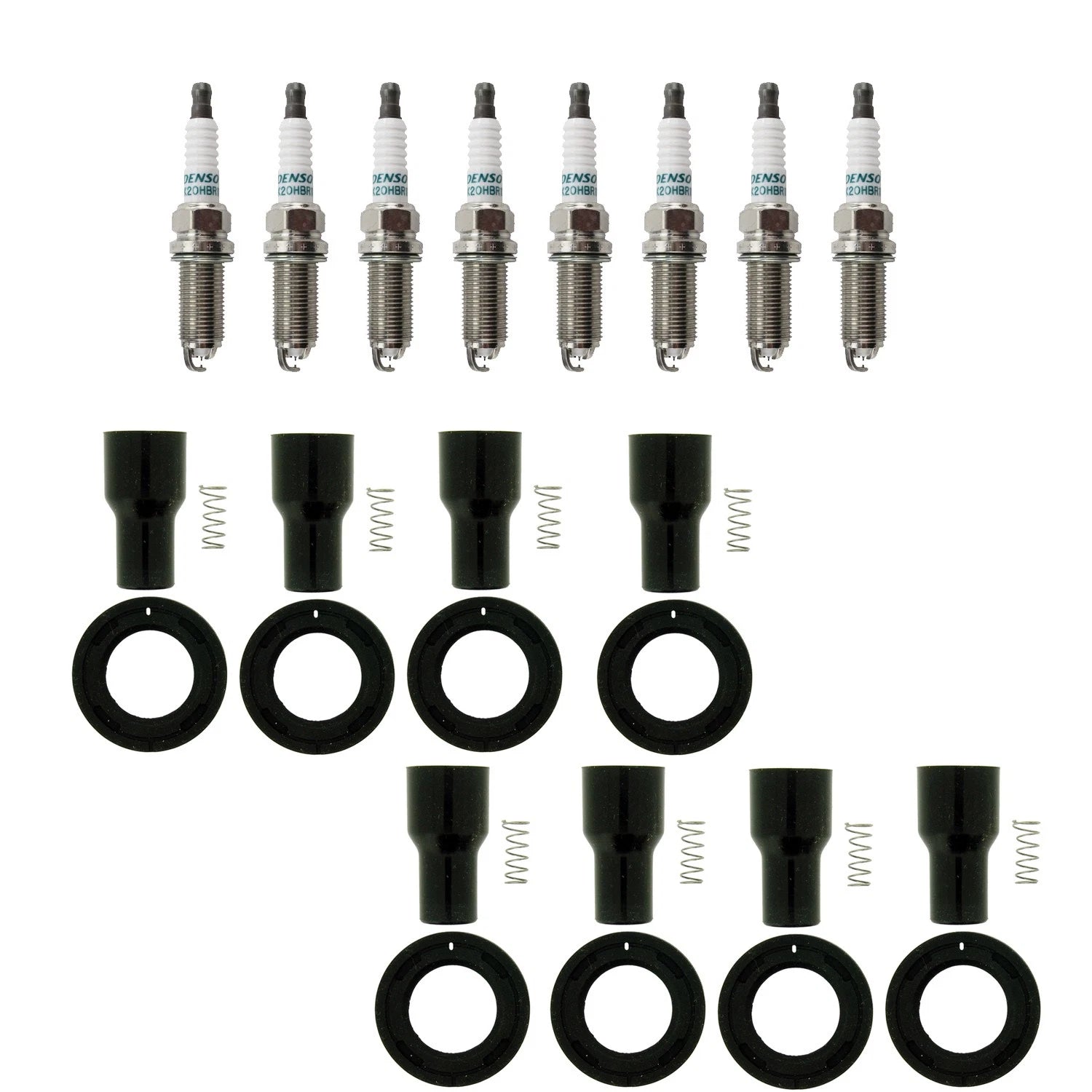 Set of 8 Iridium Spark Plugs & Ignition Coil Boots for Lexus IS F LS460 LS600h