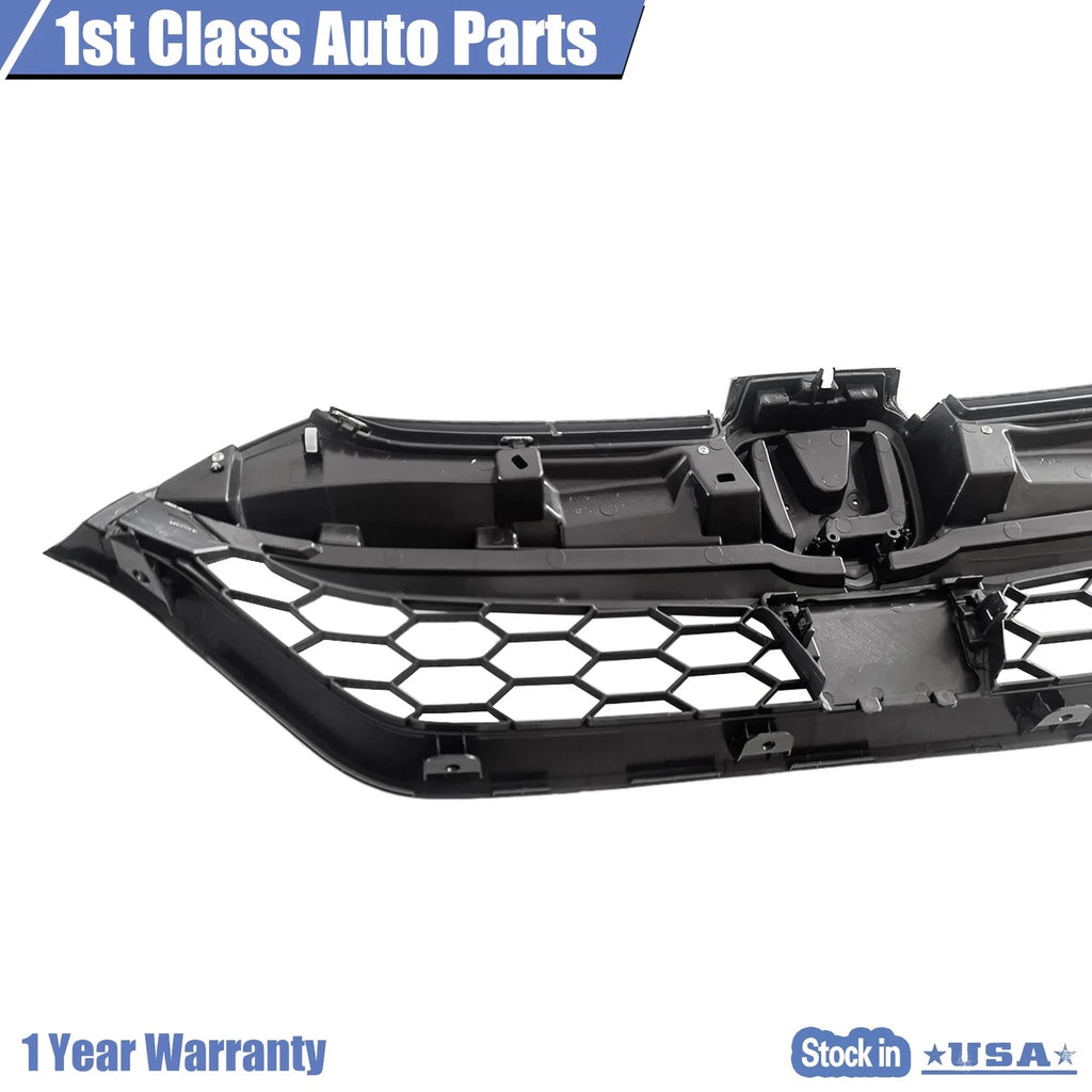 Front Upper Honeycomb Bumper Grille for Honda CR-V (2017–2019) Chrome Black