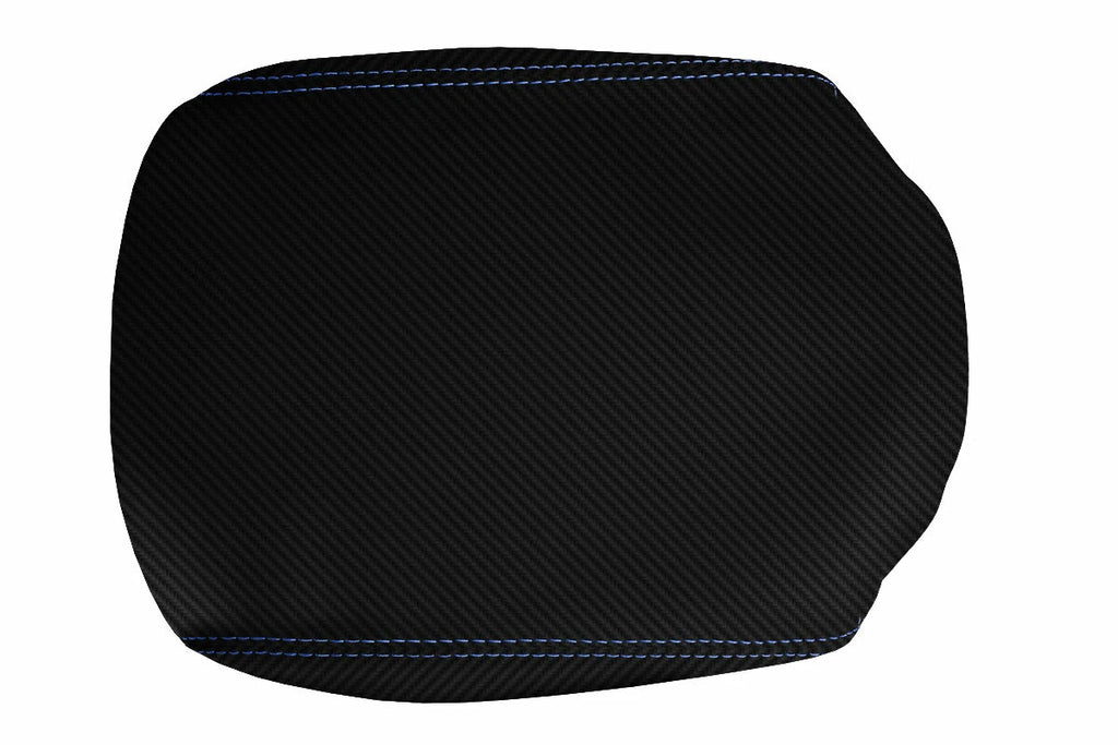 Console Lid Armrest Cover for Honda Pilot (2003–2008) Carbon Fiber Blue Stitch