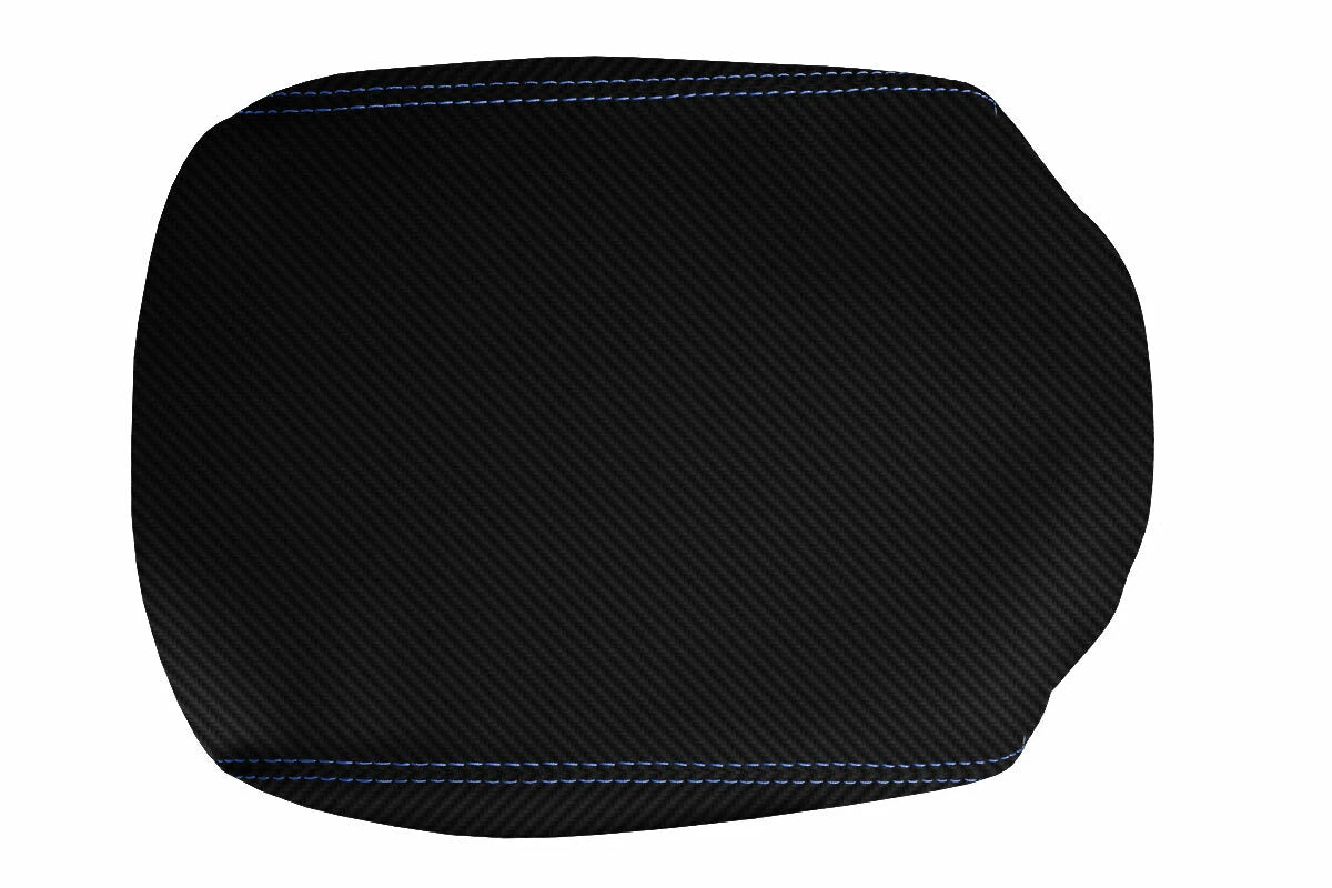 Console Lid Armrest Cover for Honda Pilot (2003–2008) Carbon Fiber Blue Stitch
