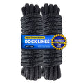 Dock Lines 2 Pack 3/8 Inch x 15 Feet for Marine Boat (Universal)