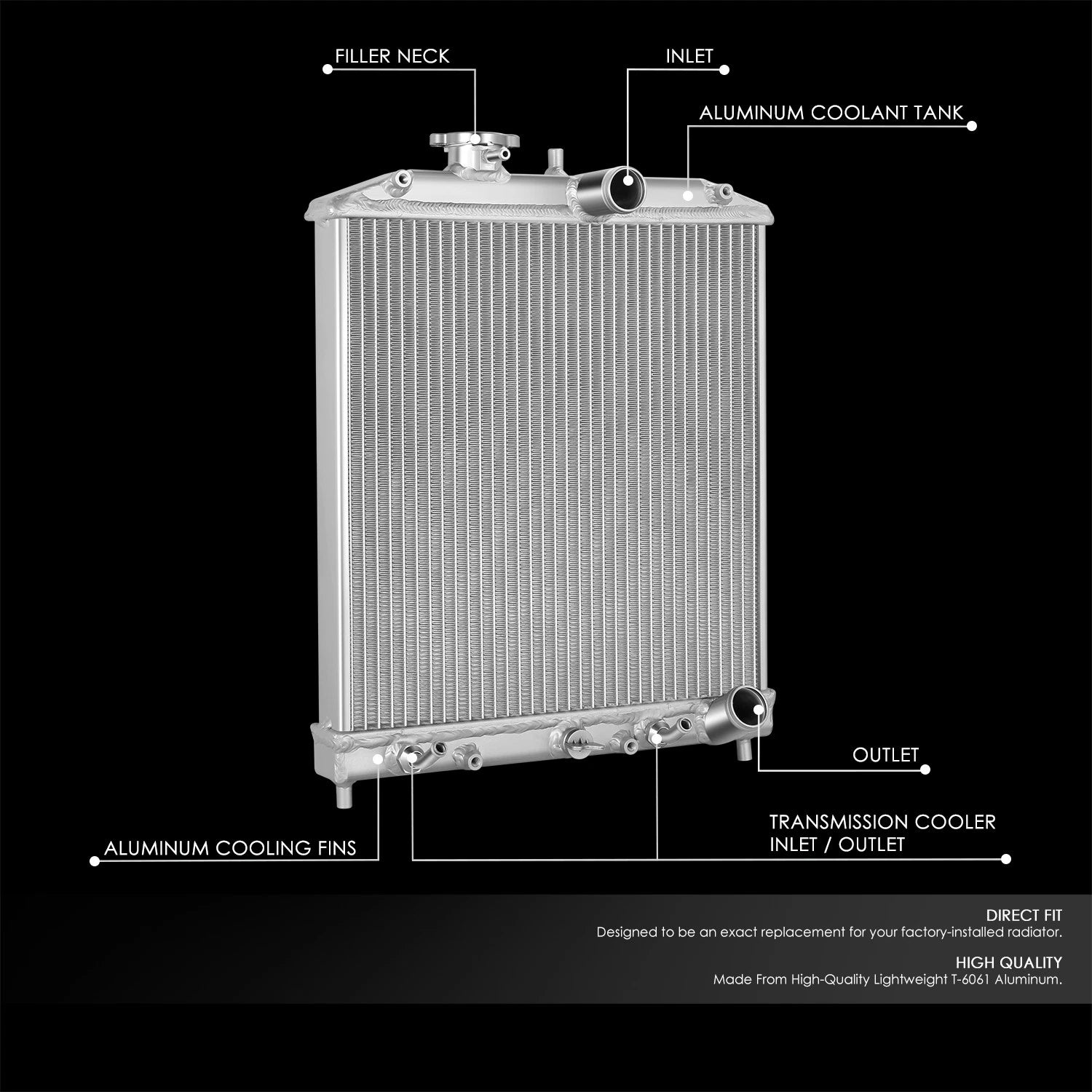 Full Aluminum 2-Row Racing Radiator for Honda Civic EG/Del Sol/Integra (1992–2001)