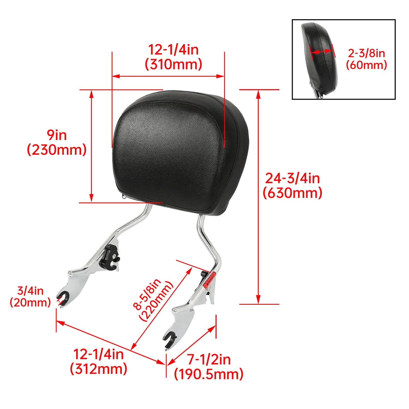 Detachable Backrest Sissy Bar for Harley Davidson Touring (2009–2026)