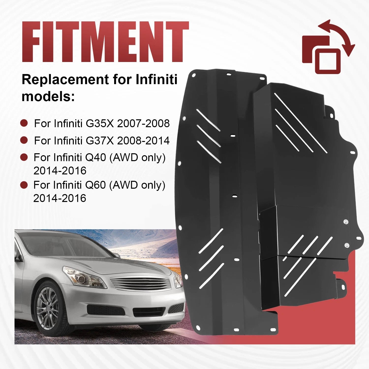 Aluminum Engine Splash Shield for Infiniti G37 G35X (2007–2016)