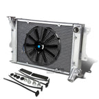 3 Row Aluminum Chrome Radiator + 10" Black Fan for Mazda RX-3 Savanna (S102A)
