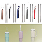 Retractable Metal Straw Kit with Keychain for Easy Carrying