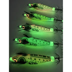Glow in Dark Orange 8cm Wood Shrimp Bait for Squid Fishing (Saltwater)