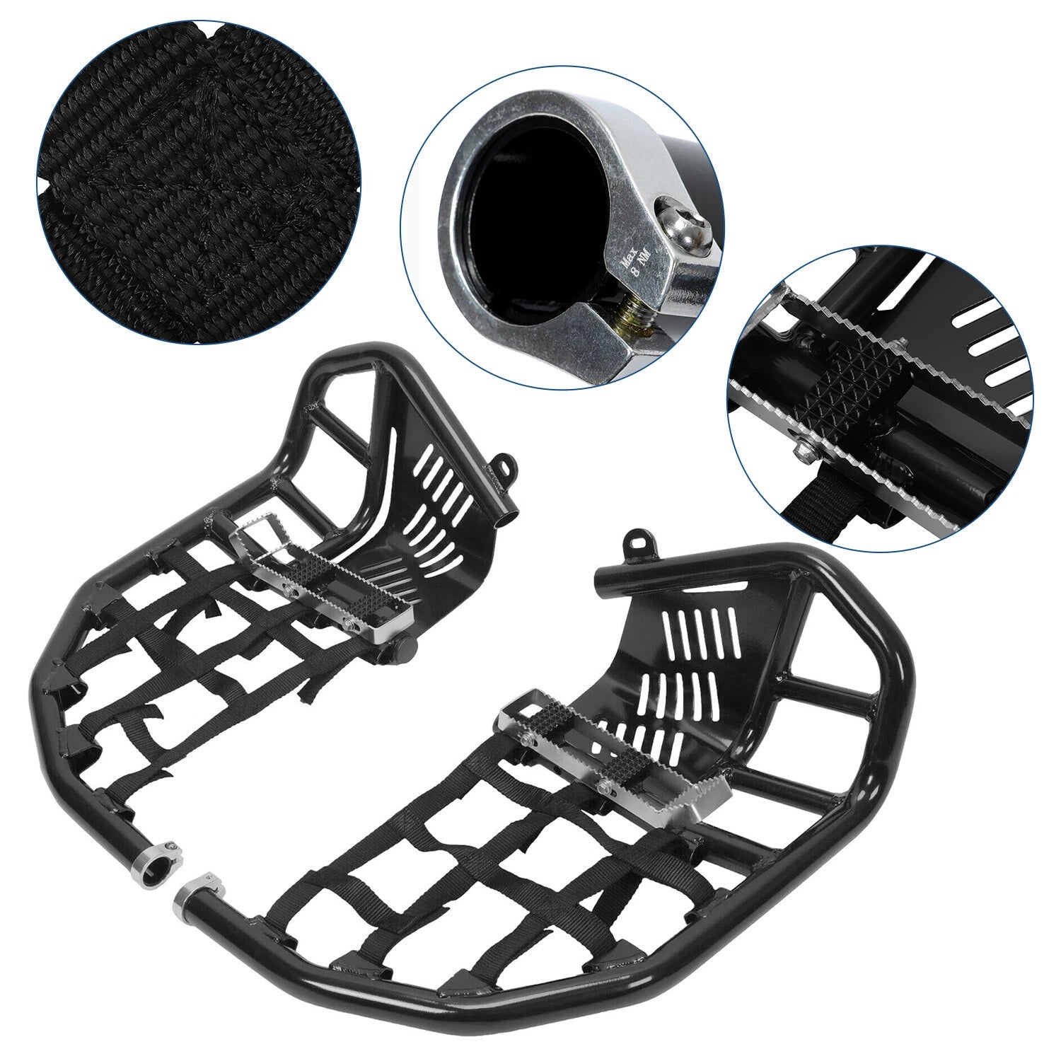 Foot Peg Nerf Bars with Black Nets for Kawasaki KFX450R (2008–2015)