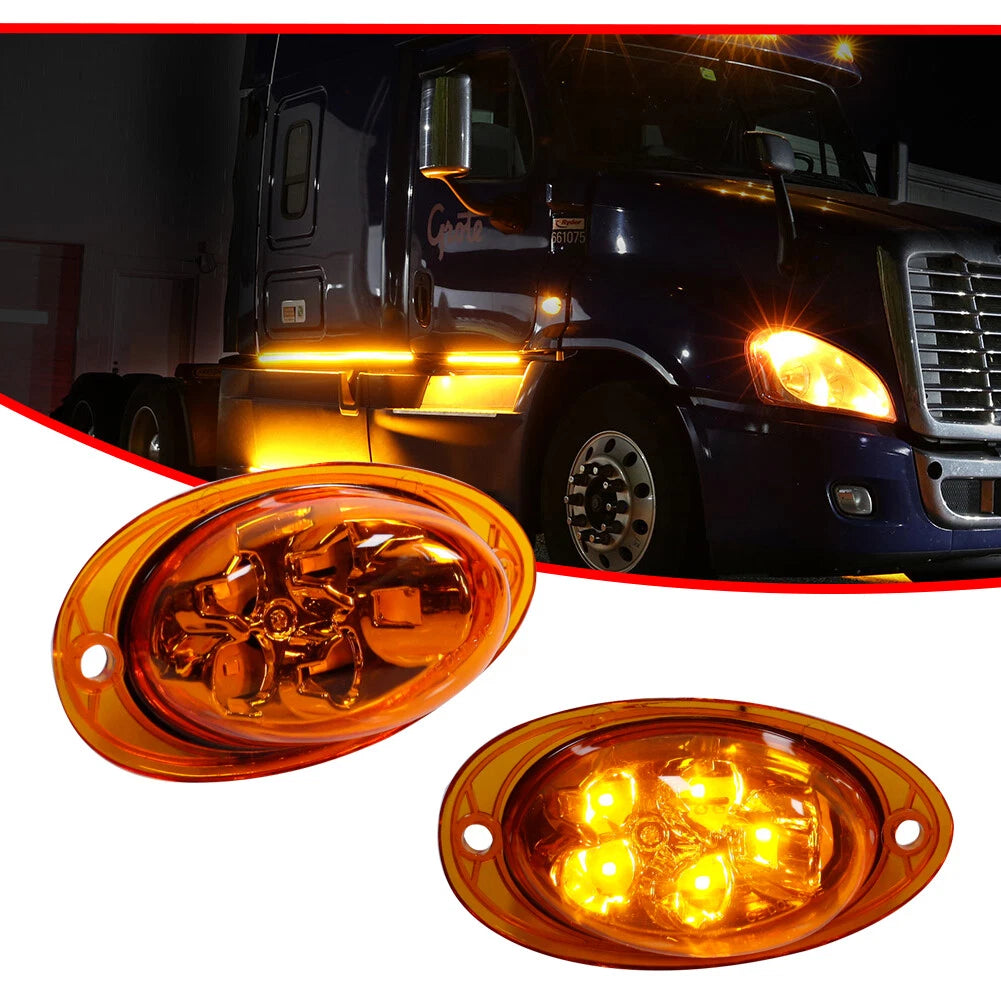 Set of 2 Amber Lens Cab Side Marker Lights for Freightliner Cascadia