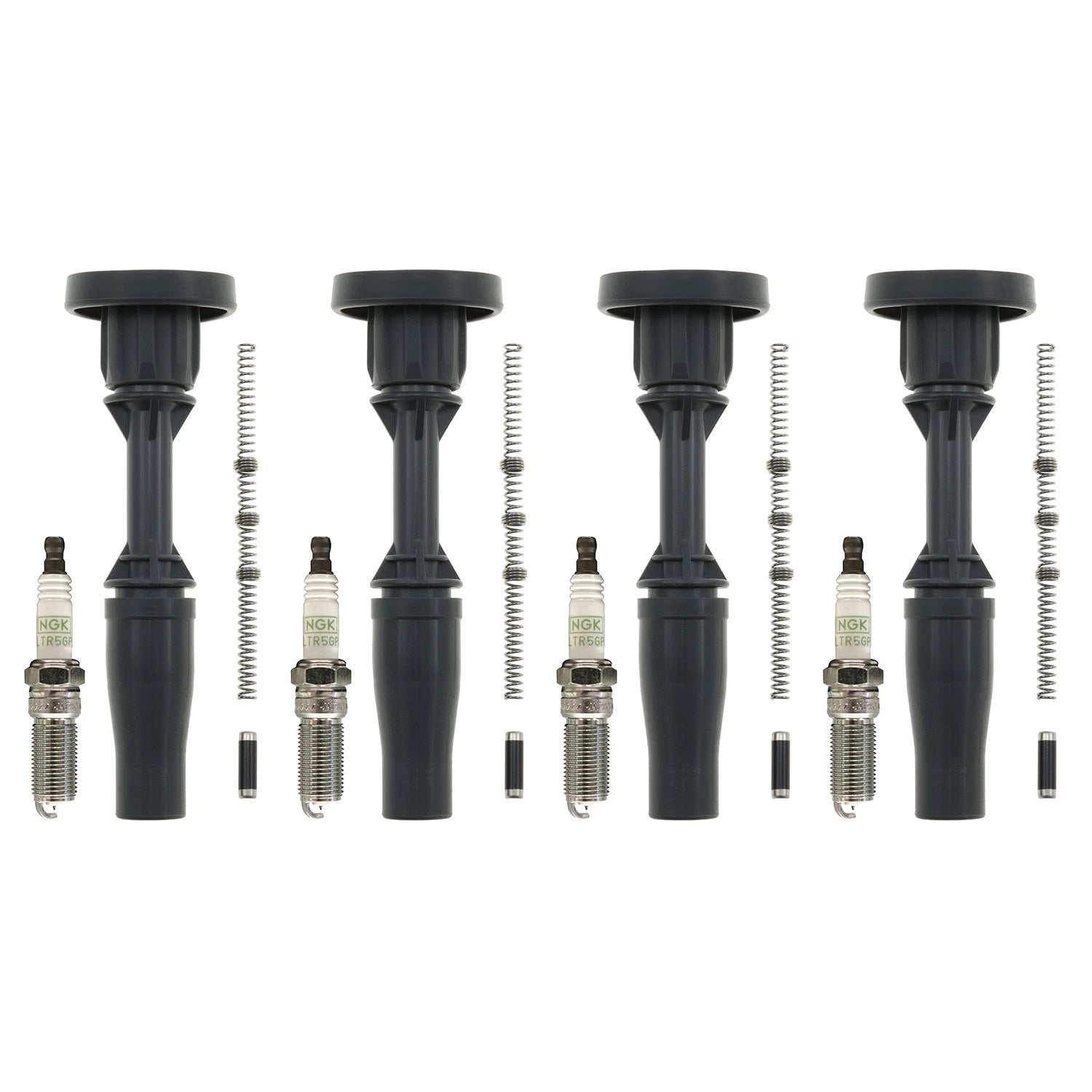 Set of 4 NGK G-Power Platinum Spark Plugs & Coil Boots for Colorado, Impala, Malibu