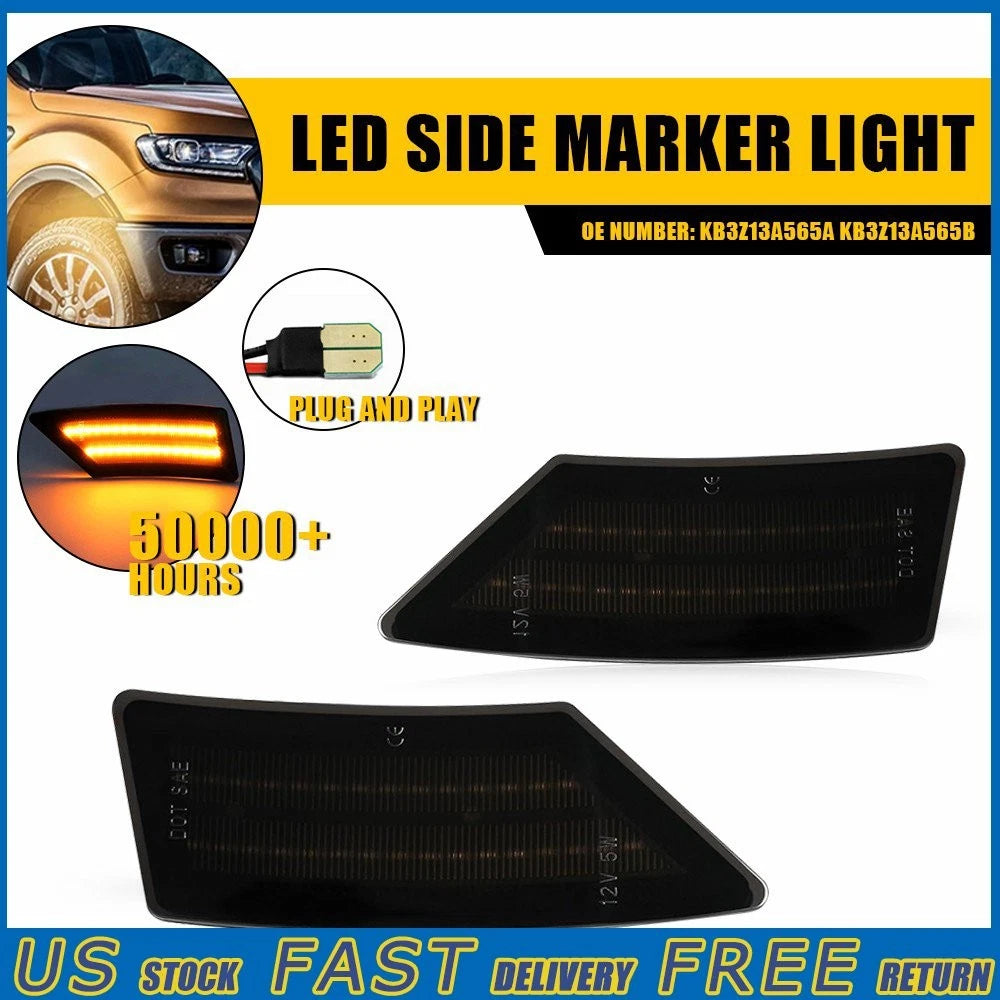 LED Amber Side Marker Lights for Ford Ranger XL XLT Lariat (2019–2022)