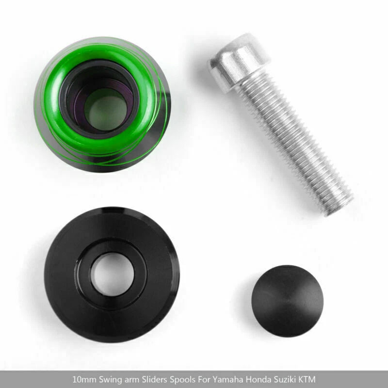2X 10mm CNC Swingarm Spool Slider for Kawasaki ZX10R Z800 Z1000