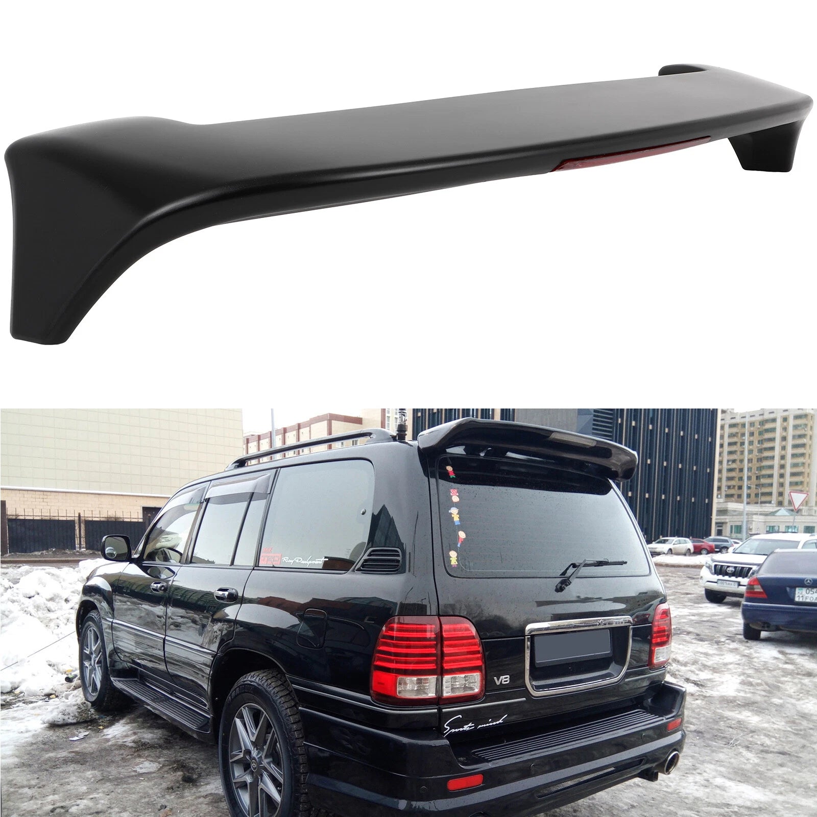 Matte Black Brake Light Roof Spoiler with LED for Lexus LX470 (1998–2007)