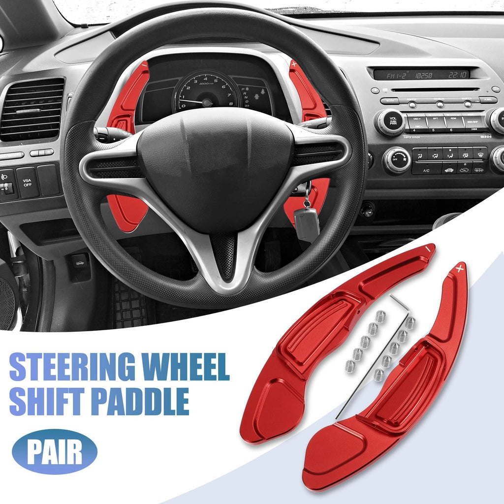 Red Steering Wheel Shift Paddle Shifter Cover for Honda Civic (2009–2011)