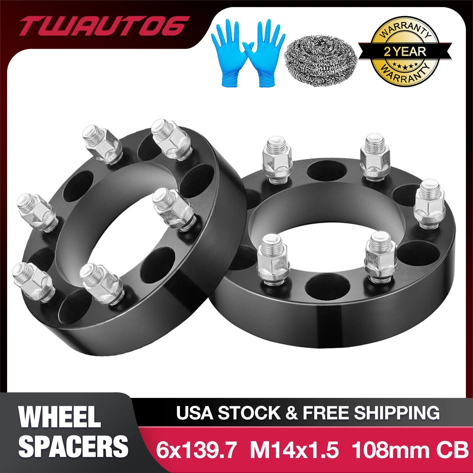 2 Pcs 1.5" Wheel Spacers for Chevy Silverado 1500 C2500 GMC Yukon (14x1.5–6x5.5)