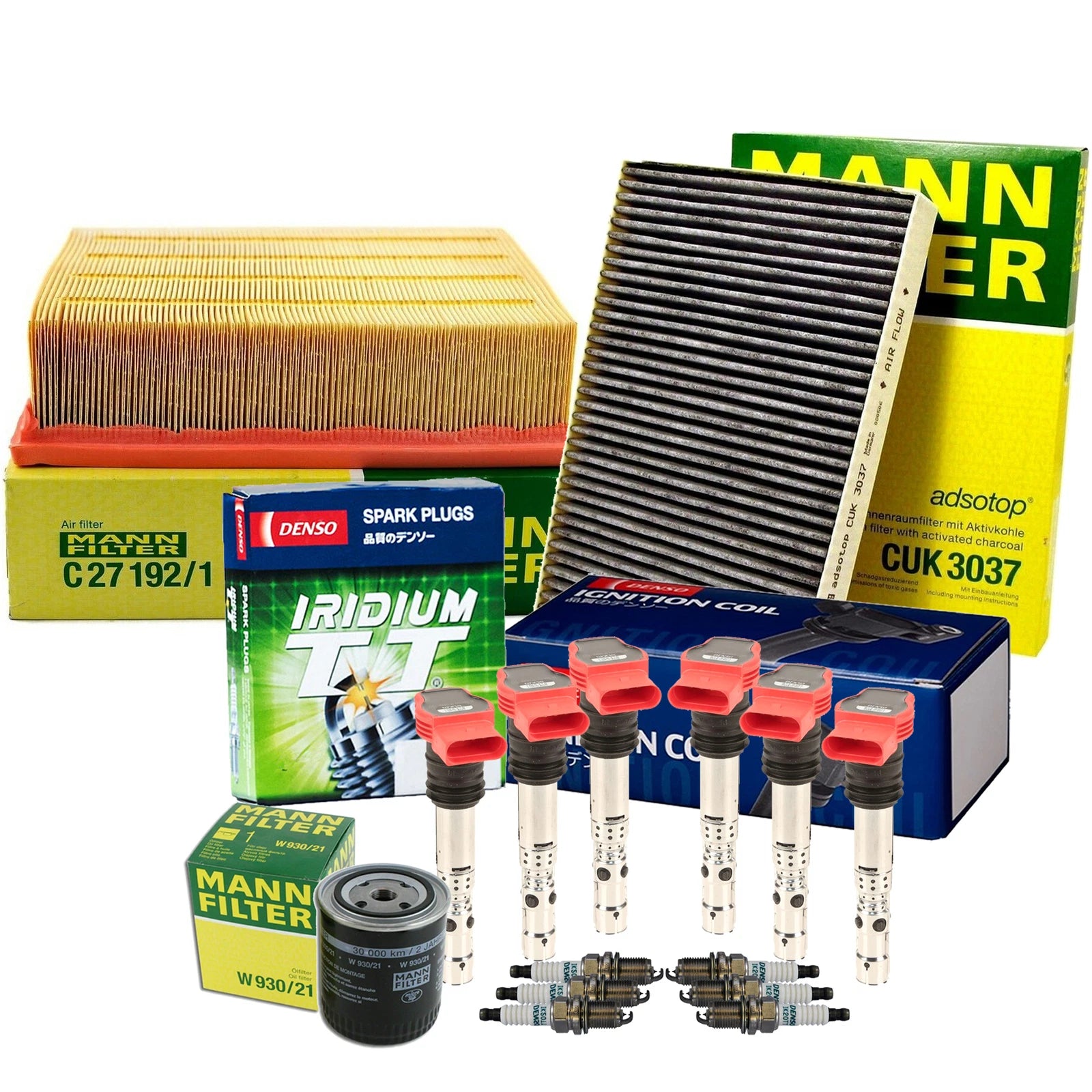 Set of 6 Iridium Spark Plugs & Coils for Audi AVK BGN