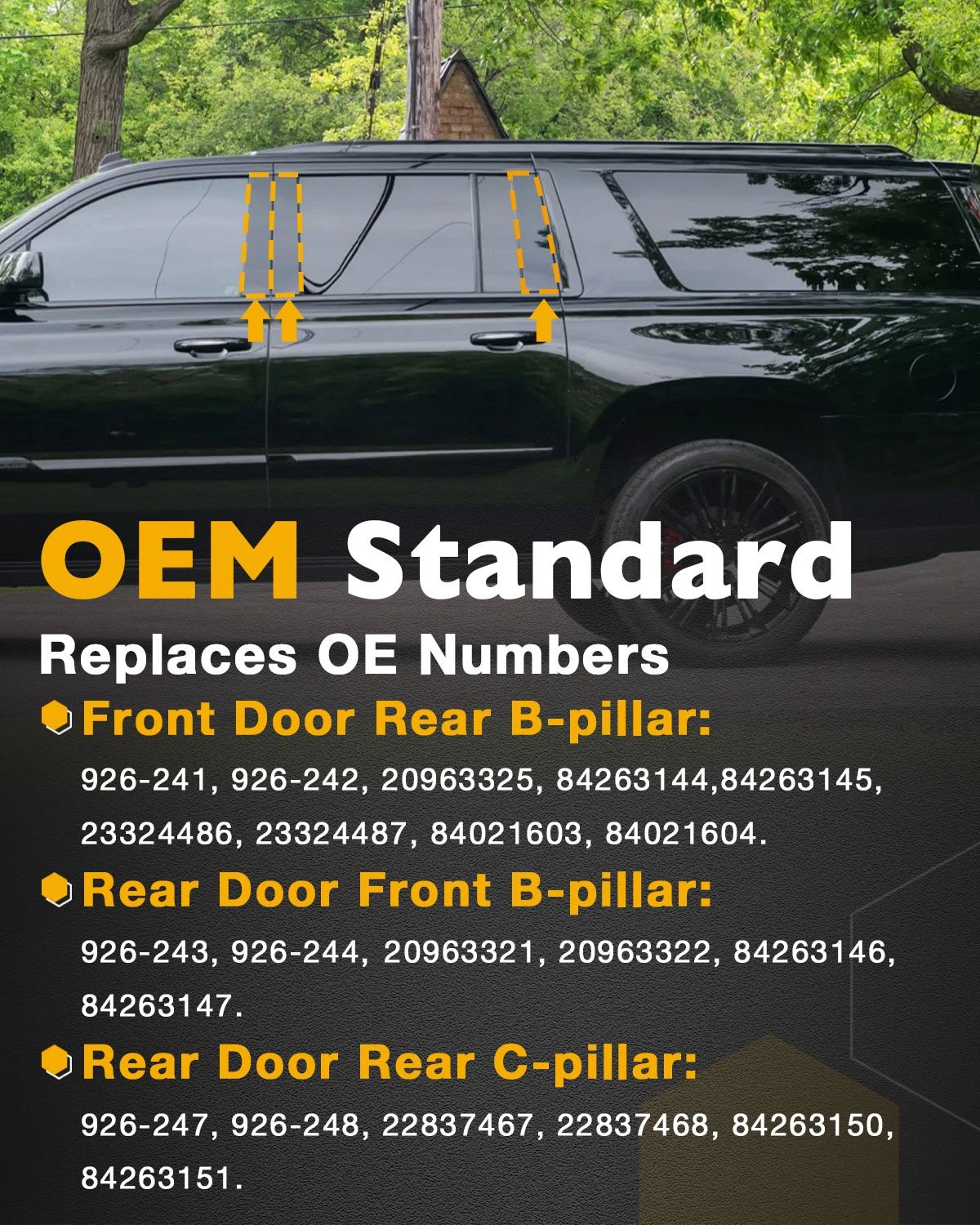 Door Window B/C Pillar Trim Molding for Chevy Suburban GMC Yukon (2015–2018)