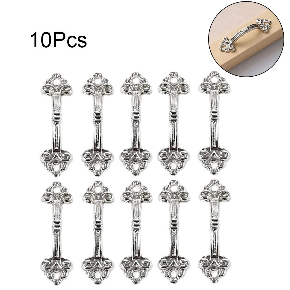 10X Silver Furniture Pull Handle Knob for Jewelry Box Cupboard Drawer