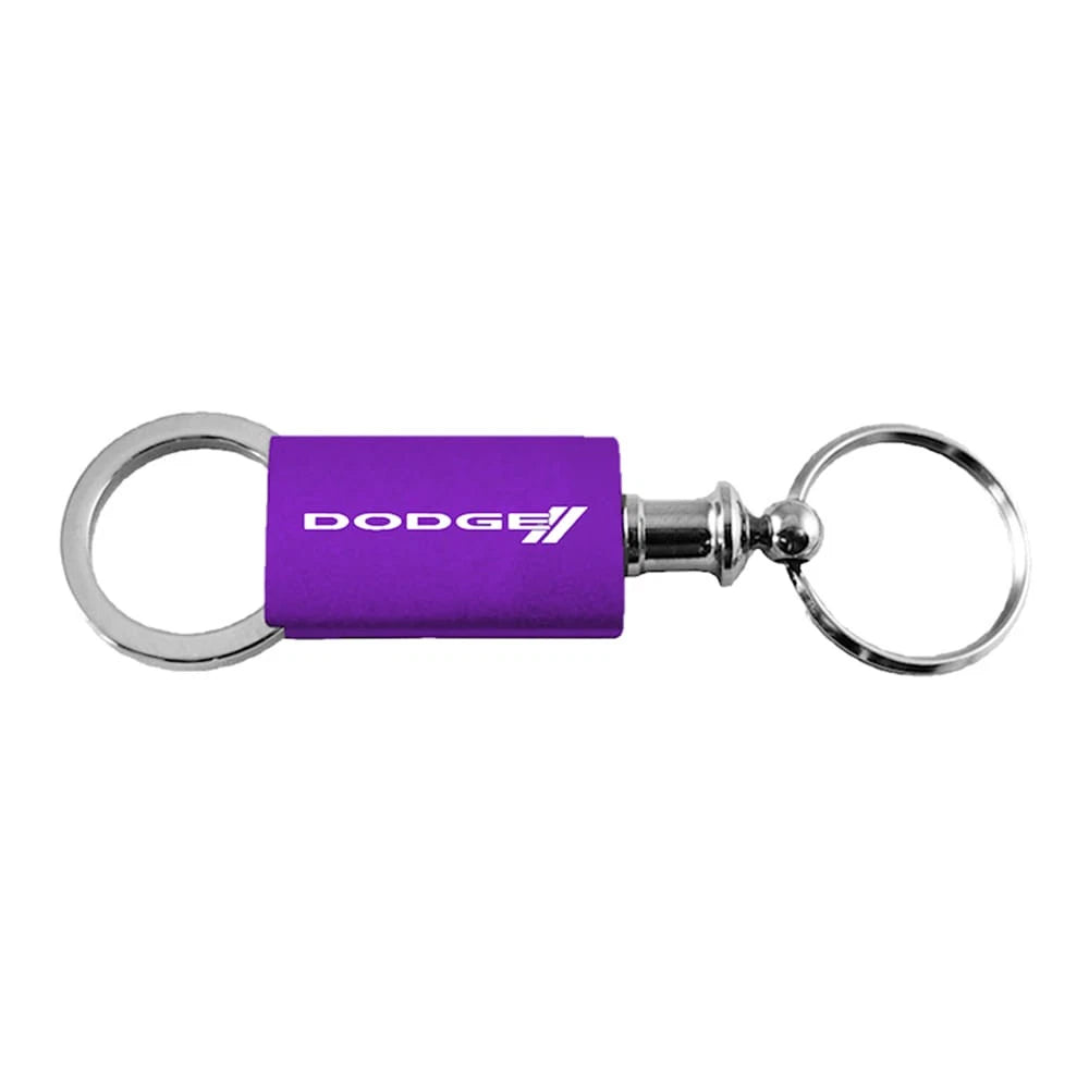 Stripe Logo on Purple Anodized Aluminum Valet Keychain for Dodge