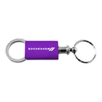 Stripe Logo on Purple Anodized Aluminum Valet Keychain for Dodge