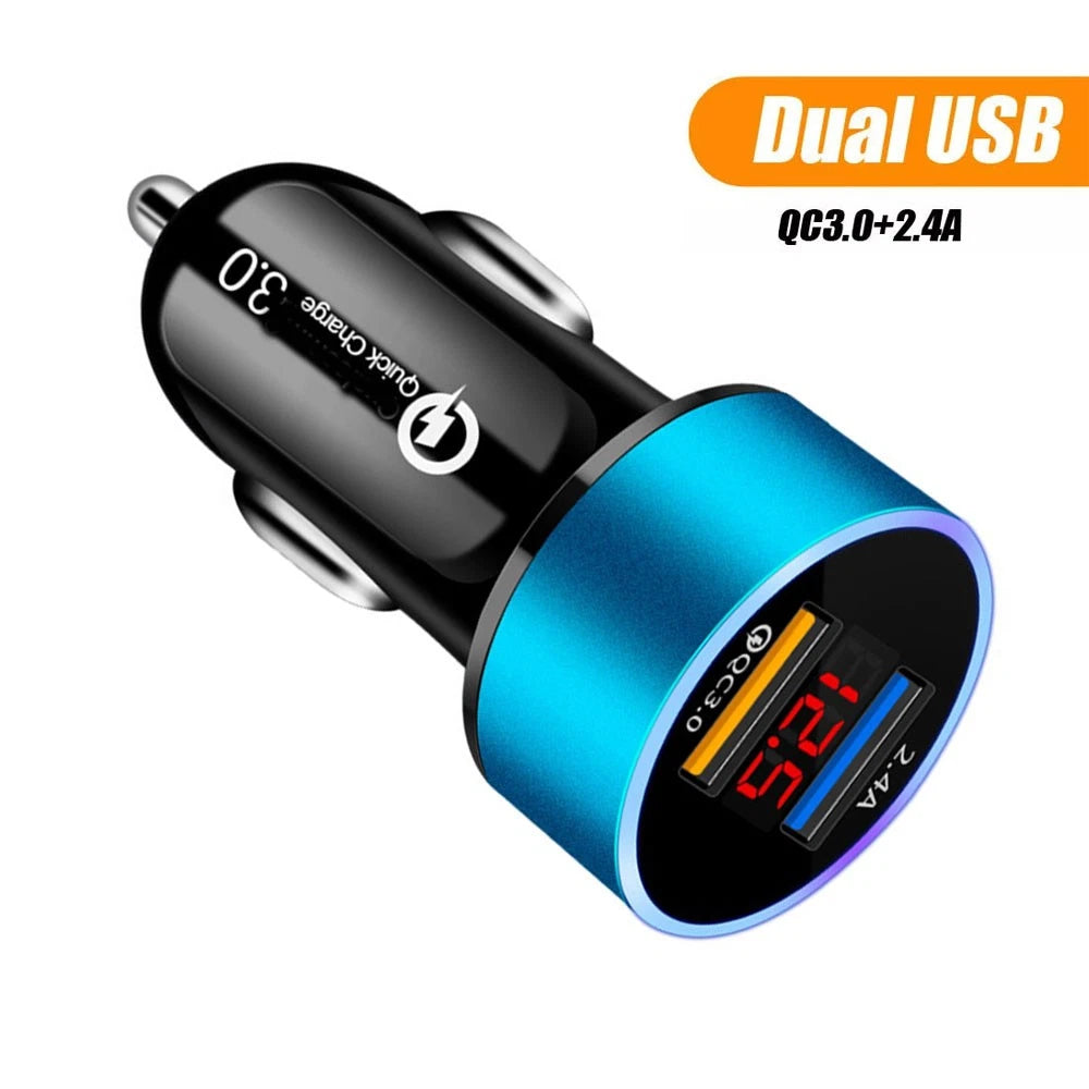 Dual USB Fast Charger Adapter for Car (QC3.0, 12-24V)