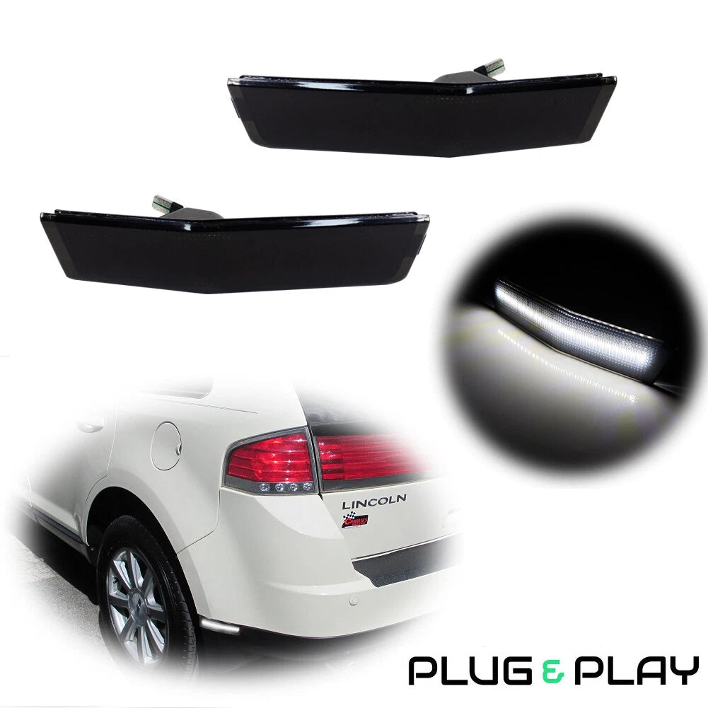 Set of 2 Black Lens White LED Rear Bumper Side Marker Lights for Lincoln MKX