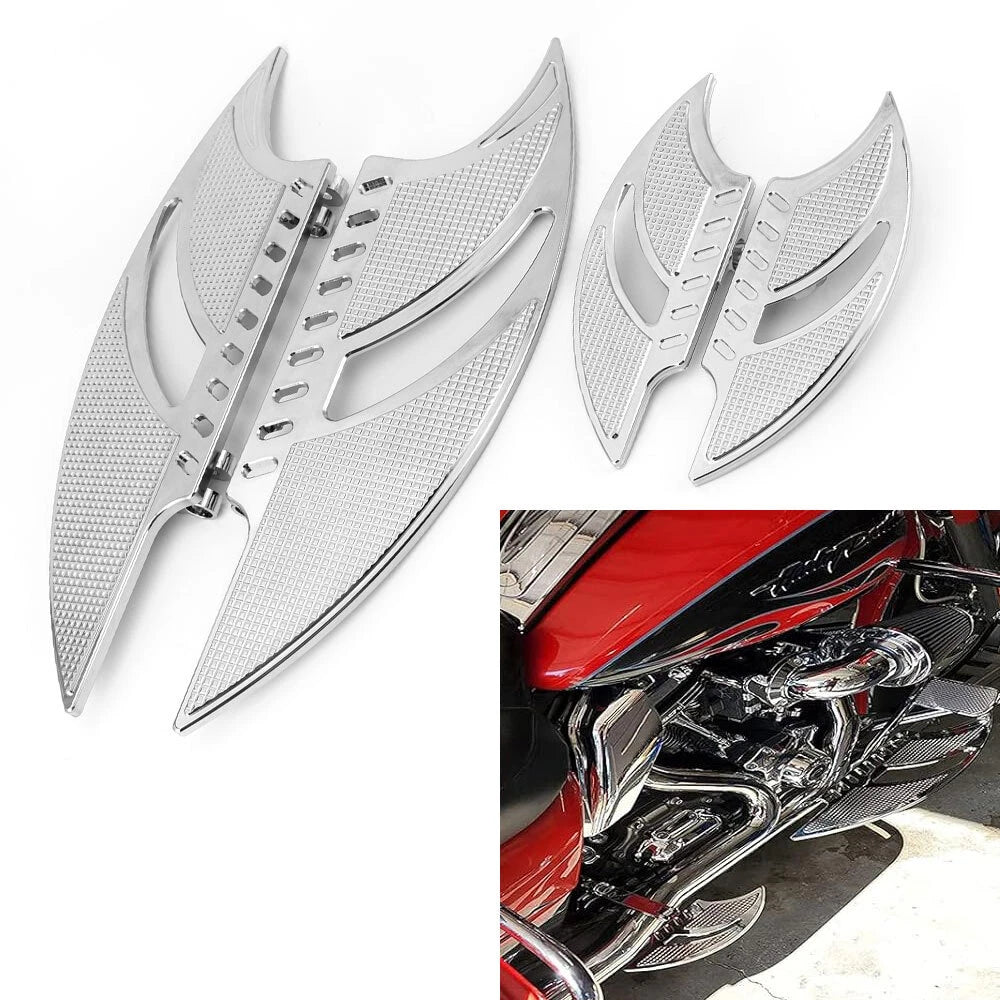 Chrome Front & Rear Floorboard Foot Pegs for Harley Touring (2014–2023)