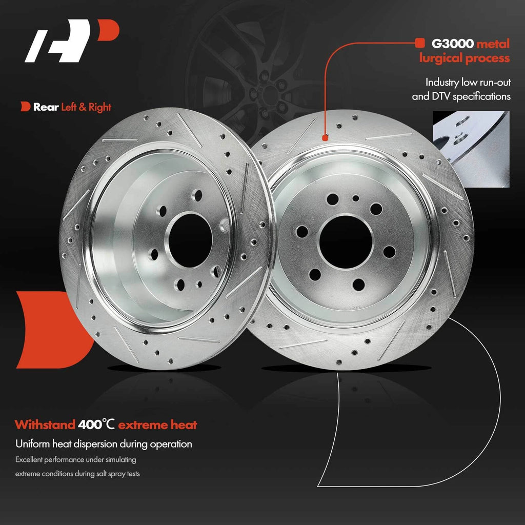 Set of 2 Rear Drilled Brake Rotors for Chevy Colorado GMC (2015–2022)
