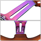 NRG 35cm 3" Deep Dish Neo Chrome Brown Wood Steering Wheel for Universal