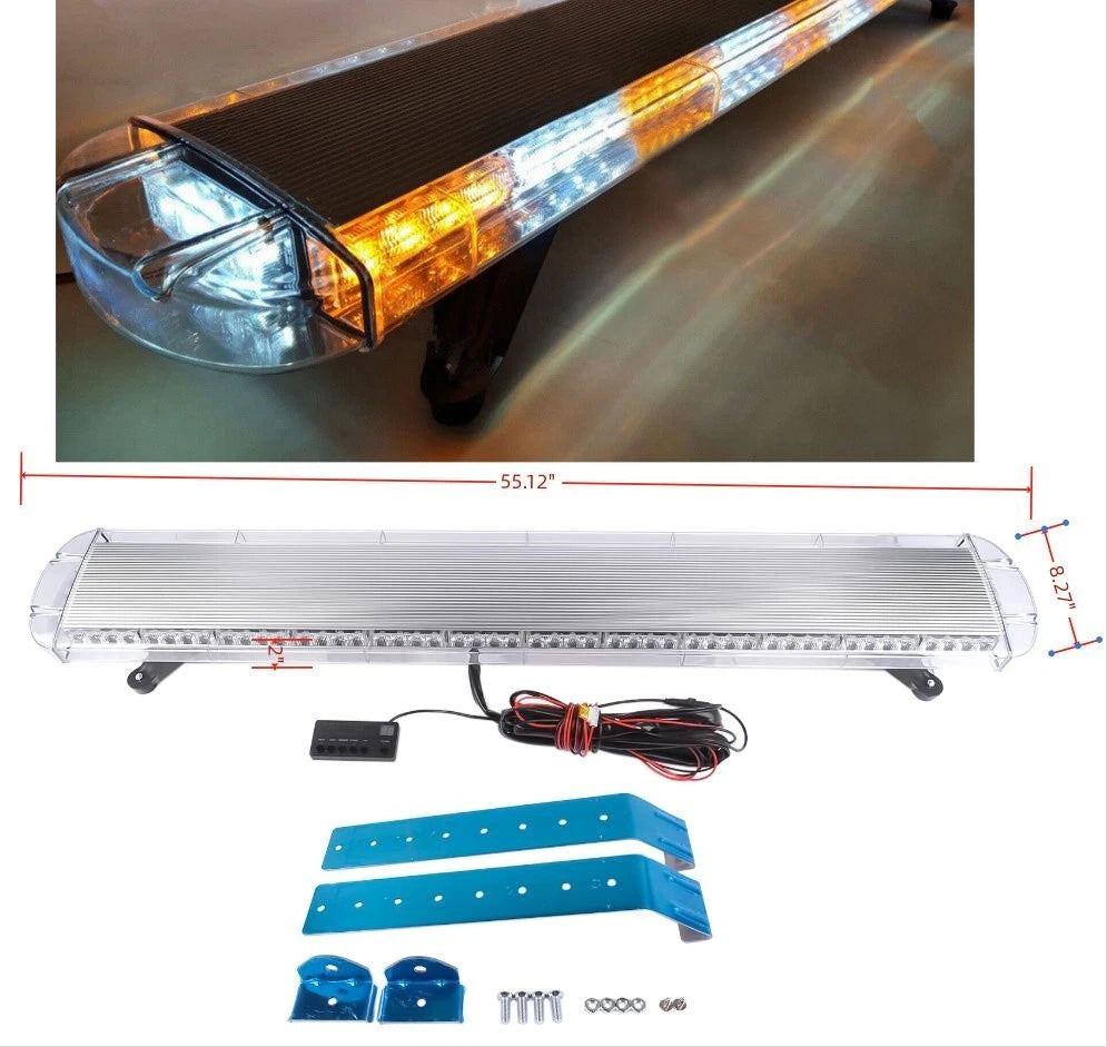 55" White/Amber Strobe Light Bar for Emergency Vehicles