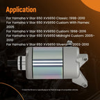 12V 9T Starter Motor for Yamaha V Star 650 Silverado (2003–2010) CW Rotation