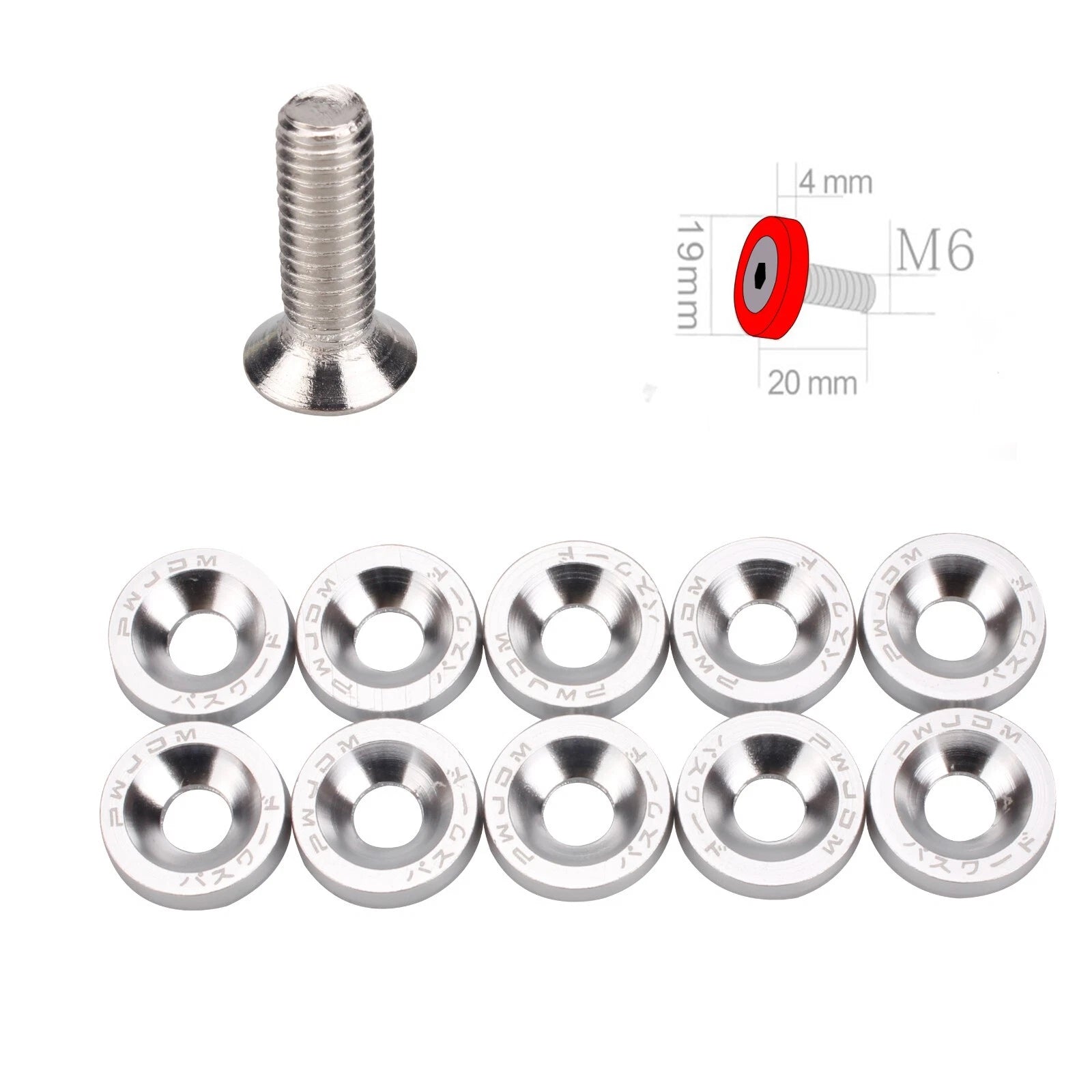 50Pcs Billet Aluminum Fender Washer/Bolt Dress Up Kit for JDM Vehicles