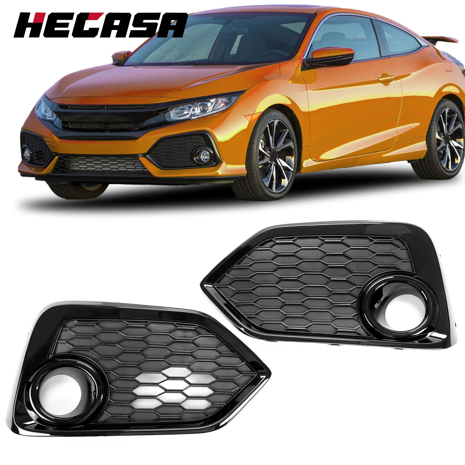 Set of 2 Fog Light Lamp Covers for Honda Civic Hatchback (2017–2019)