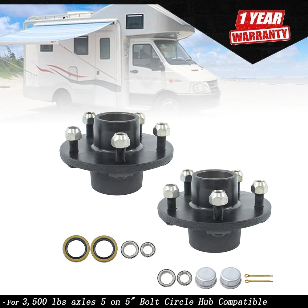 2 Sets Trailer Hub Kits for 3 Axle Trailers