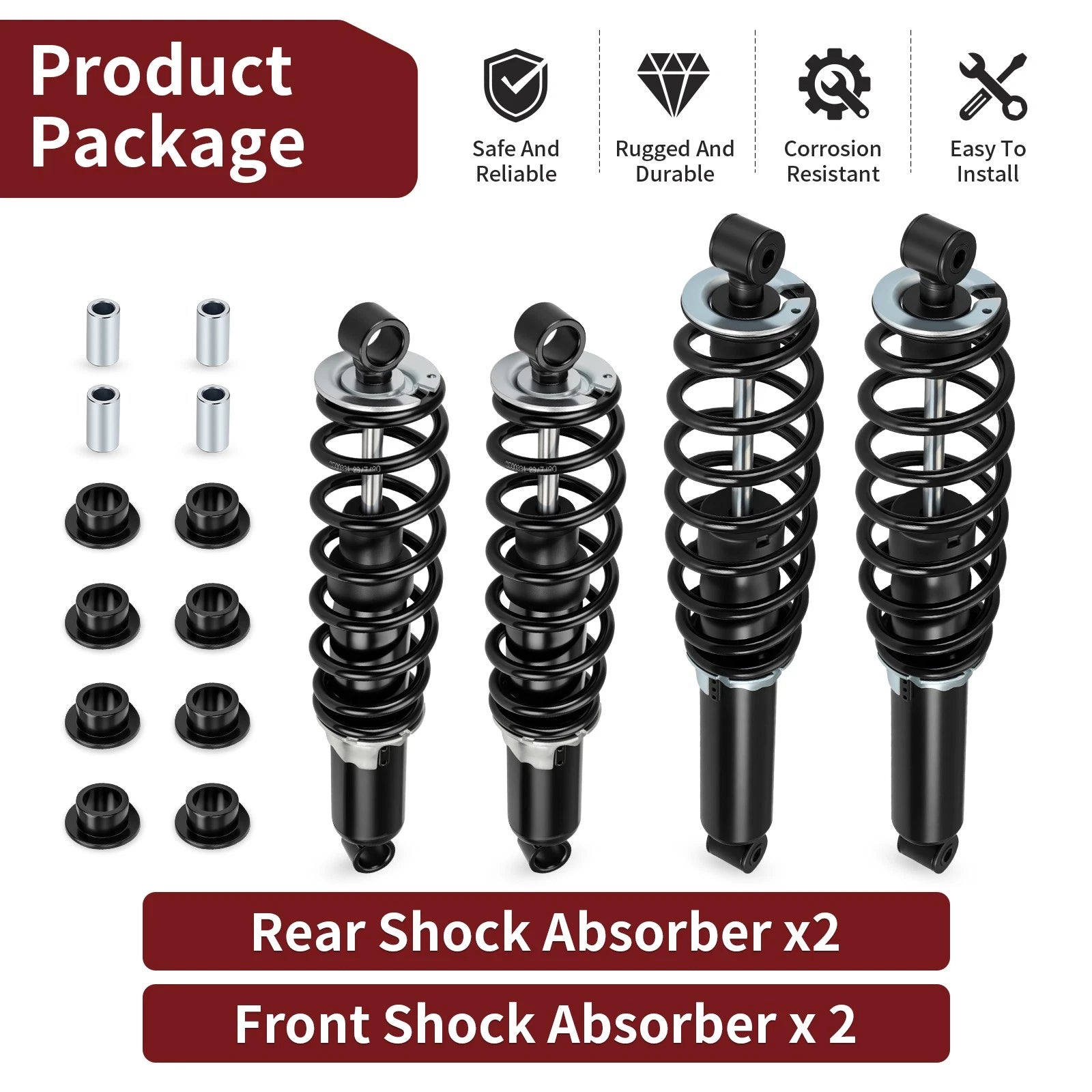 Front and Rear Shock Absorbers for Polaris Scrambler 850, Sportsman XP 550, 850, 1000 (2008-2023)