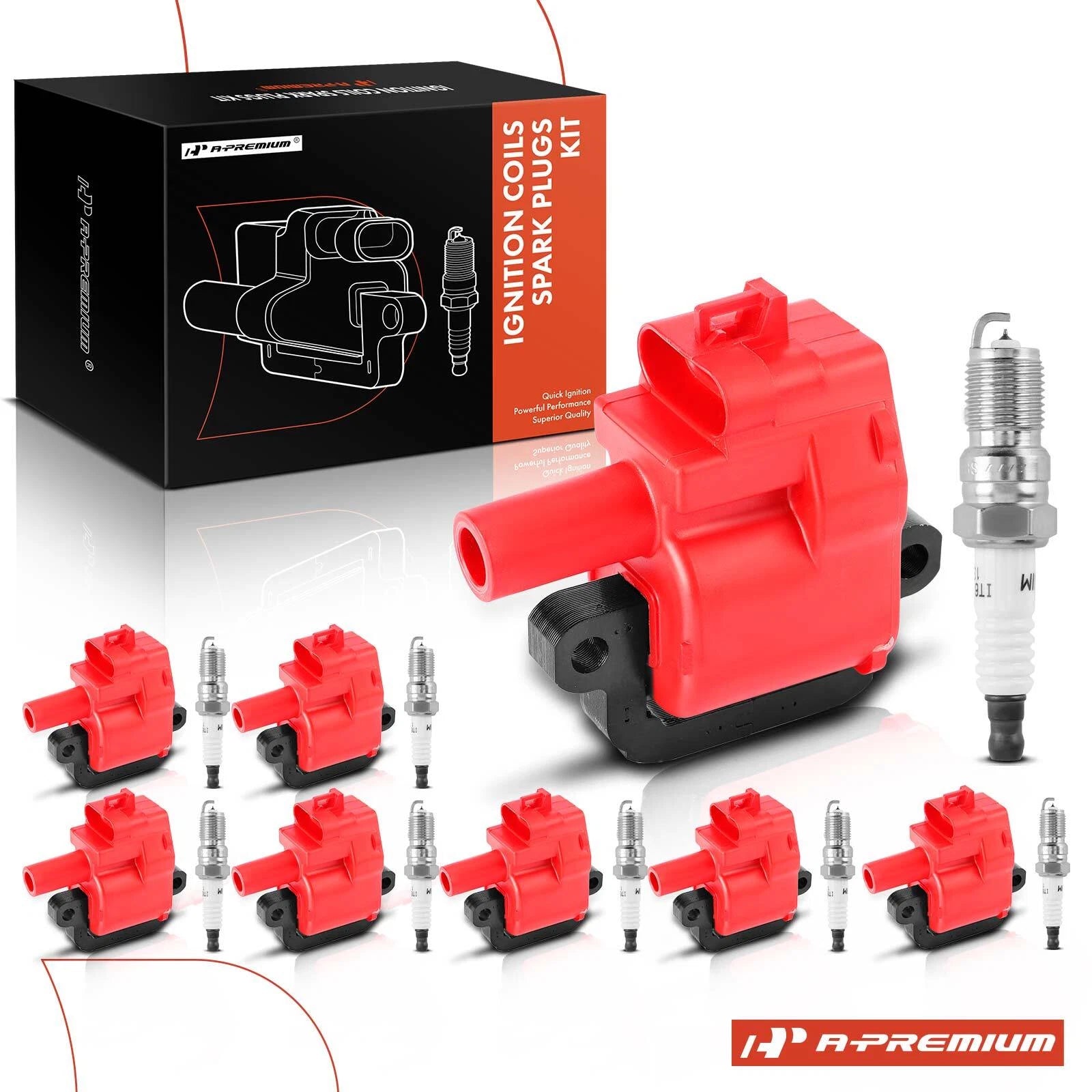 Set of 8 Ignition Coils & Iridium Spark Plugs for Chevy Camaro Cadillac CTS 