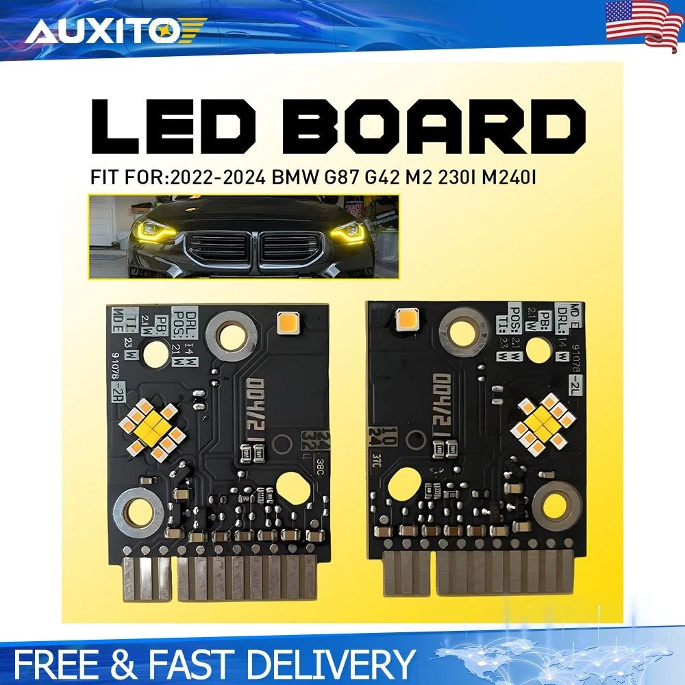 Yellow DRL LED Boards Pair for BMW G87 M2 G42 230i M240i (2022–2024)