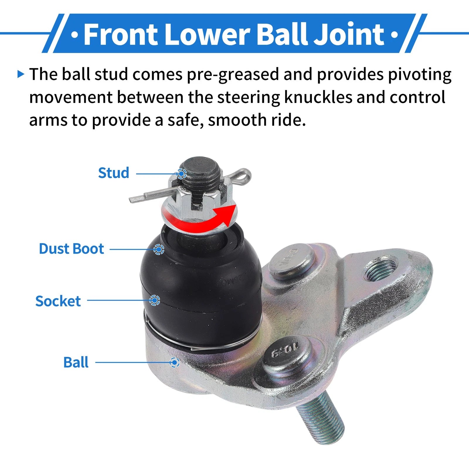2X Front Lower Ball Joints for Toyota Corolla (1996–2002) K90309/4333009070